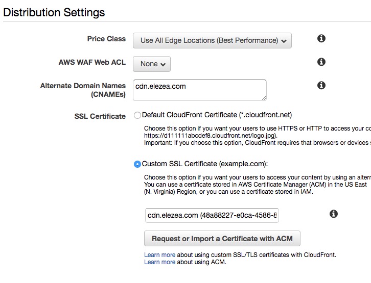 CloudFront settings