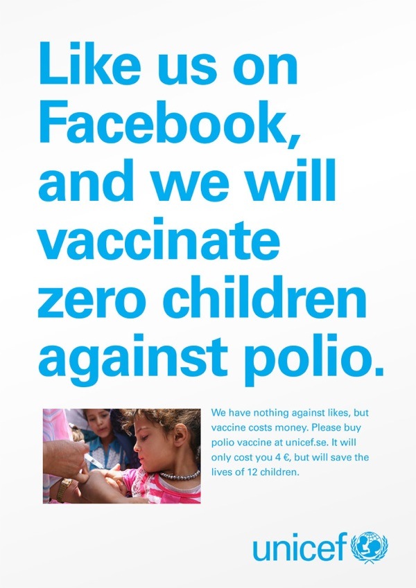 UNICEF Facebook like ad